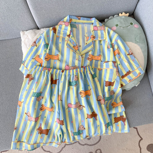 含蕊夏季云朵棉睡衣女卡通休闲家居服套装 3519 170 M