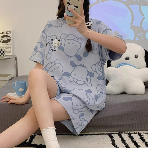 Jingpu fei Sommer großer Pyjamas für Frauen losen dünne Stil-Promi-Hauskleidung 200 Jin [Jin gleich 0,5 kg] kann getragen werden.