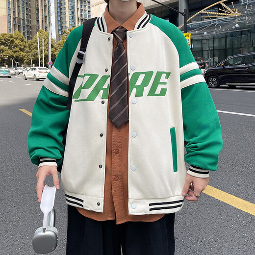 
RONGXITU Spring and Autumn Jacket Men's Teenagers Fashion Trendy Baseball Clothes Korean Style Hong Kong Style Students' Versatile Men's Top Spring and Autumn Style-829-Black [Style] 3XL Recommended [135-150Jin[Jin equals 0.5 kg]]