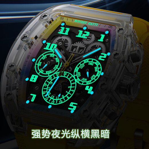 Bugatti (Bonest Gatti) Watch Herren automatische mechanische Uhr Deutsch Neue Kristallschalenschale Luminous Uhr Valentinstagsgeschenk für Freund 9920