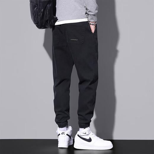 Jüdische Casualhose Herren Sommer Neue trendige Marke Lose neun-Punkte-Krawatten-Hose Sporthosen Arbeiten Hose Männer 9859 Militärgrün + 9859 Schwarz 3xl