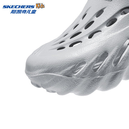 Skechers斯凯奇儿童泡泡鞋男童疏水轻便沙滩洞洞鞋夏季中大童凉鞋406645L 浅灰色/LTGY 37