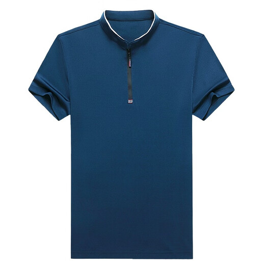 Lilang Herren Kurzärärmelte T-Shirt 2025 Sommer Neue Männer-Halbzipper-Stand-up-Top Business Casual Polo Shirt Black XL 175 (geeignet für Gewicht 130-150 Jin [Jin gleich 0,5 kg])