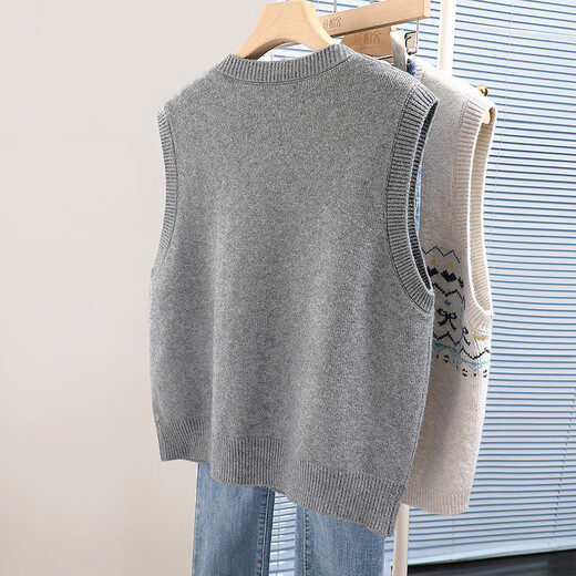 Sibaishe single-breasted vest 2025 autumn new women's simple commuting animal pattern short vest