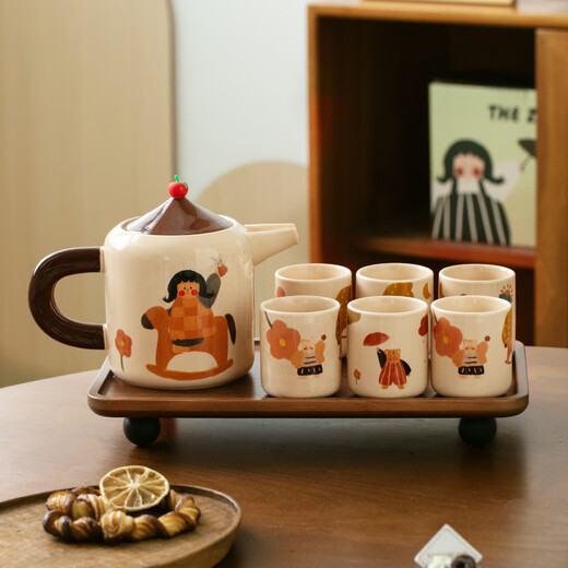 Dining General Ceramic Water Set Water Cup Mug Coffee Cup Set Flower Teapot Tea Set Gift Box Set Wedding Housewarming Gift Gift Box Set One Pot Six Cups One Tray
