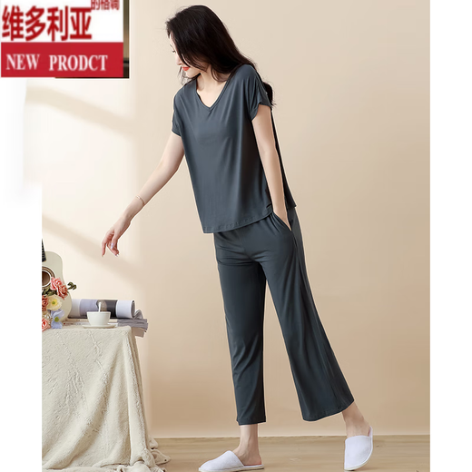 Pyjamas de style Victoria pour femmes en été pantalon recadré à manches courtes à manches courtes minces nouveaux vêtements domes