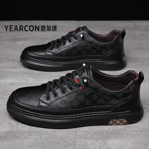 Yierkang Men's Shoes 2025 Nuevo primavera zapatos de cuero casual de hombres transpirables para hombres zapatos versátiles de tablero de moda para hombres Yek9909 White 38 [Tamaño de zapato de cuero estándar]
