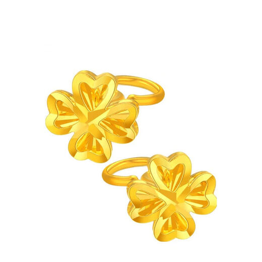 OKZ24K pure gold four-leaf clover earrings gold hollow three-dimensional clover hook earrings for women mini earrings 0.01g four-leaf clover earrings (hook)