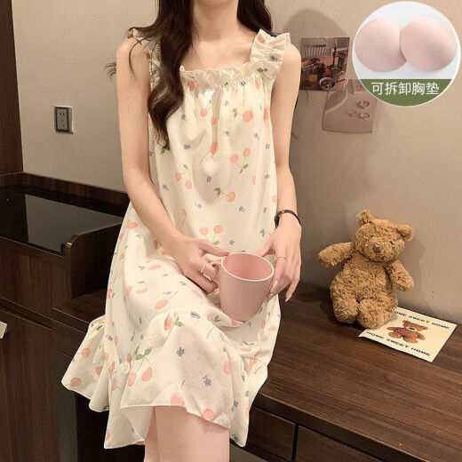 Hanrui Bubble Cotton Hosender Nachthemd süßes und niedliches Brustpolster Abnehmbares Hauskleidung CX-5010# Regenbogen lächelnde Gesicht 170 m