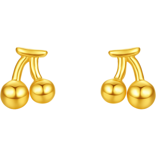 Saturday Fortune Cherry Gold Earrings Women's Football Gold Earrings Birthday Gift Price A0915205 One Pair Approximately 0.76g