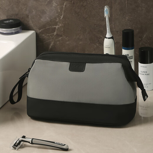 ToMill toiletry bag men's business trip portable storage bag travel toiletry storage bag waterproof dry and wet separation large capacity cosmetic bag British-standard style-grey