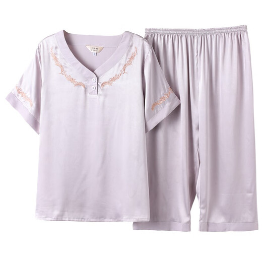 
Modal middle-aged mother ice silk thin style summer middle-aged and elderly women silk. Silk short-sleeved pajamas and women's home clothes set 683 bean paste (cross sleeve trousers) L [recommended 80-100 Jin [Jin equals 0.5 kg]]