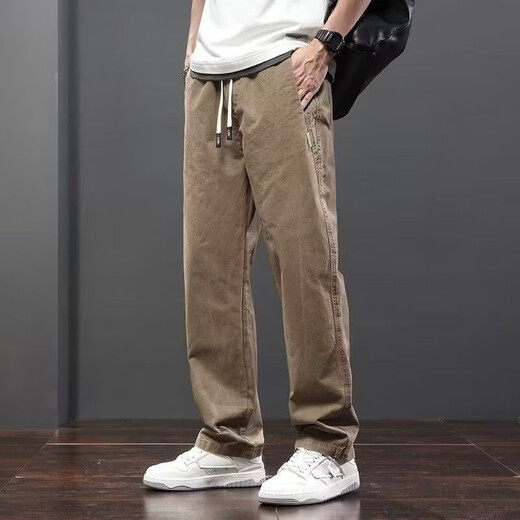Pantalon décontracté mince d'été Pantalon d'hommes lâches pour hommes nouveaux pantalons longs de glace polyvalente simples et tendance Gray 2xl [140-155jin [Jin est égal à 0,5 kg]]]