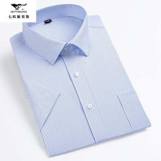 
Seven Wolf men's short-sleeved shirt 2025 summer middle-aged business casual versatile comfortable and breathable cotton professional work shirt DX6630 38