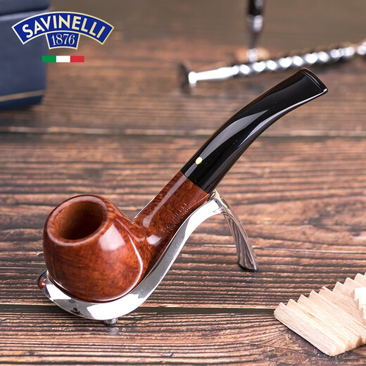 沙芬（SAVINELLI）送礼优选沙芬旗舰店珍藏一点金男士石楠木手工烟斗P335苹果626 珍藏一点金677斗型-3MM无滤芯