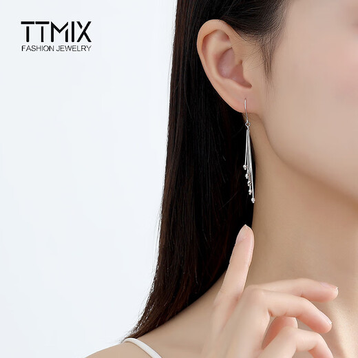 TTMIX Tassel Earrings Women's Platinum Ear Hook pt950 Fashionable Platinum Earrings Birthday Gift 4.3-4.5g