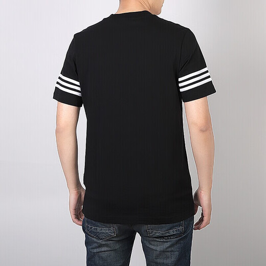 阿迪达斯 （adidas）三叶草短袖T恤男士夏季运动服经典百搭舒适透气休闲圆领半袖 FM3897黑色 S