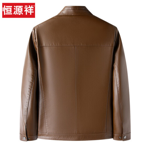 Hengyuanxiang simulated leather soft leather jacket for men spring and autumn pu leather jacket for middle-aged and elderly men motorcycle casual leather jacket black M 170