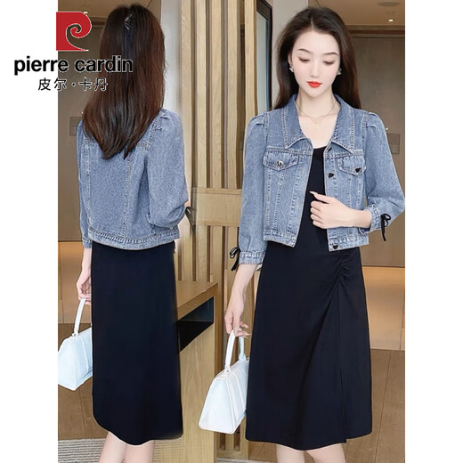 Pier Cardin early spring Korean style Hong Kong style design versatile short-sleeved top for women short retro slim denim jacket for women thin outerwear 8650 blue denim jacket short-sleeved XL 1105-125