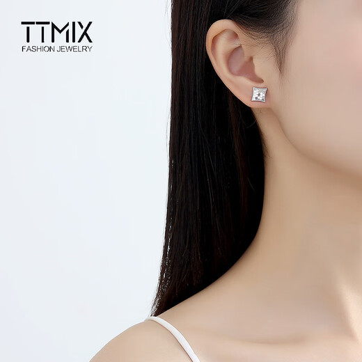 TTMIX Fashion Platinum Earrings Women's Platinum Earrings pt950 Platinum Earrings Round Honeycomb Platinum Earrings 3.1-3.3g