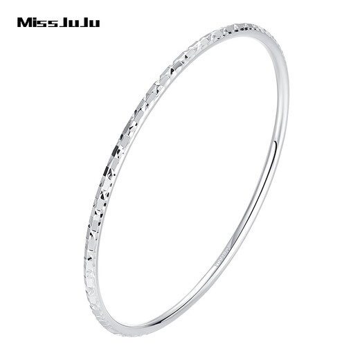 Miss JuJu pt950 platinum bracelet for women, platinum round bracelet, faceted plain ring stacked thin bracelet, inner diameter 58mm, weight 7.64g, width about 2.5mm