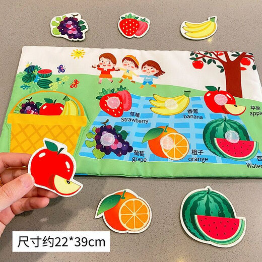 Baby reißen Bücher 0-1-2 Jahre alte Klettverbindlichkeit und Wasserwäsche Baby Frühschulbücher Kinderspielzeug 6 Monate Tier + Obst doppelseitige Pastentuchbücher