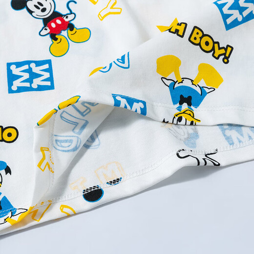 Disney summer children's clothing boys' T-shirt Mickey Donald Duck cartoon fashionable casual versatile skin-friendly comfortable and breathable short-sleeved T-shirt 222S1695 book white 110