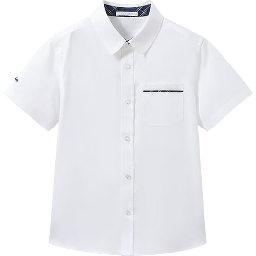 YEEHOO boys' shirts and children's clothes summer casual college style short-sleeved shirts summer new pure cotton medium and large children's clothing badge pocket college white 120