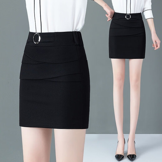 S.SOFEA high waist short skirt makes you look slim and versatile professional black black 9906 3XL 130-140Jin [Jin equals 0.5 kg]
