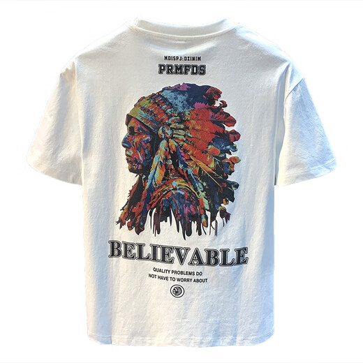 
Beihai 2 Lane American heavyweight short-sleeved T-shirt men's new summer high-end trend Indian print versatile T-shirt Black [JSW9903#] 3XL suitable for 151-165Jin [Jin equals 0.5 kg]