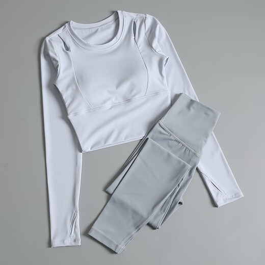 LULU Lulu 2024 new yoga clothing suit for women in autumn and winter Pilates training fitness long-sleeved sports top Iceland blue + light blue gray L