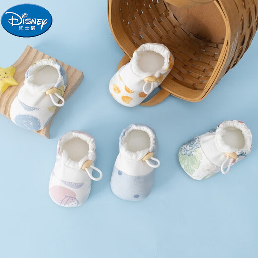 DISNEY迪士尼婴儿鞋0-3-12个月到1岁步前鞋春秋四季款男女宝宝软底鞋 水墨花 12 L码，内长12厘米