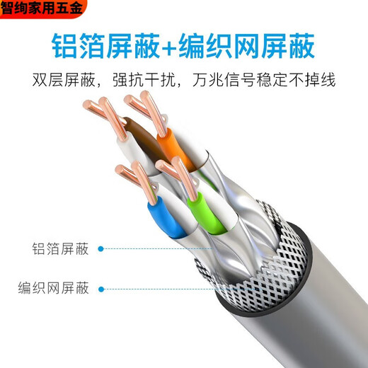 溥畔七类网线cat7A万兆双屏蔽电脑超7类八类 七类灰色qs6172A 15m