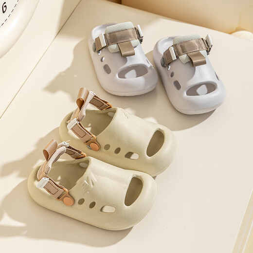 Sandalias para niños de verano Estilo coreano niños Niños y niñas zapatillas nuevas EVA Color sólido Beach Bactou Hole Zapatos Caki 15.5 (tamaño 24-25) Longitud de aproximadamente 15.5 cm