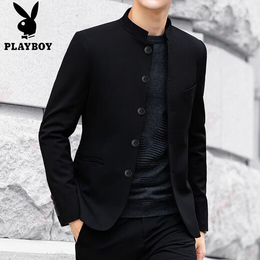 Playboy (PLAYBOY) high-end Mao suit young people new Chinese style men's Republic of China stand collar suit jacket men's suit large size trendy new Mao suit L 125-140Jin Jin equals 0.5 kg