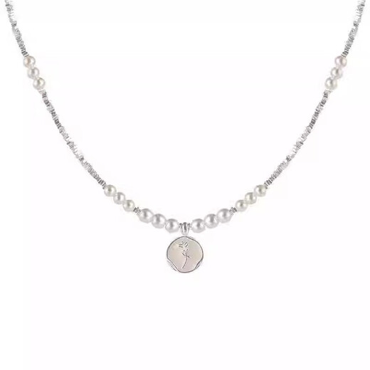 Fat Donglai quality daily wear pearl necklace broken silver rose flower female silver niche design ins style summer main picture 40+5CM
