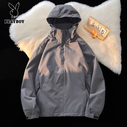 花花公子（PLAYBOY）冲锋衣男款2025新款夏季薄款户外三合一外套软壳爬山服女防风登山 6628黑色【男女同款】【三合一】 3XL