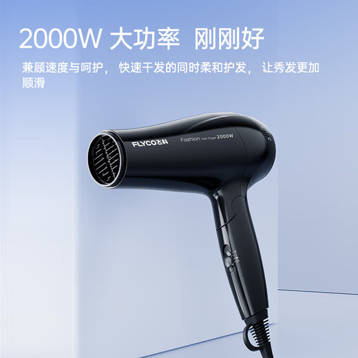 飞科（FLYCO）电吹风家用大功率吹风筒负离子吹风机冷热风酒店理发店发廊FH6101 FH6231   2000W可折叠低调黑