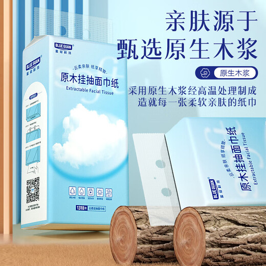 BLUEGUAN抽纸悬挂式家用纸巾厕所卫生纸客厅擦手纸 【送无痕挂钩】* 4层 15816张*12提
