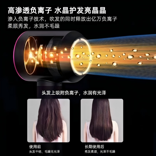 National 3C Certification丨4.5 billion negative ions for hair care High-speed leafless hair dryer household negative ions silent high-power non-damaging constant temperature quick-drying hair dryer Huaqiangbei Official top-single nozzle Classic Mori Purple 4.5 billion hydrating negative ions for hair care 2025 new style丨Top-match 1 1 version 1.8 meters long gift box