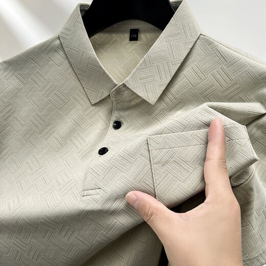 NJSKAKW [Real Pocket] Daddys Sommer neuer Männer Revers kurzärmelig T-Shirt Ice Seide Schnelltrockne Top Polo 686 Navy [mit Taschen] XL 130-150Jin [Jin entspricht 0,5 kg]