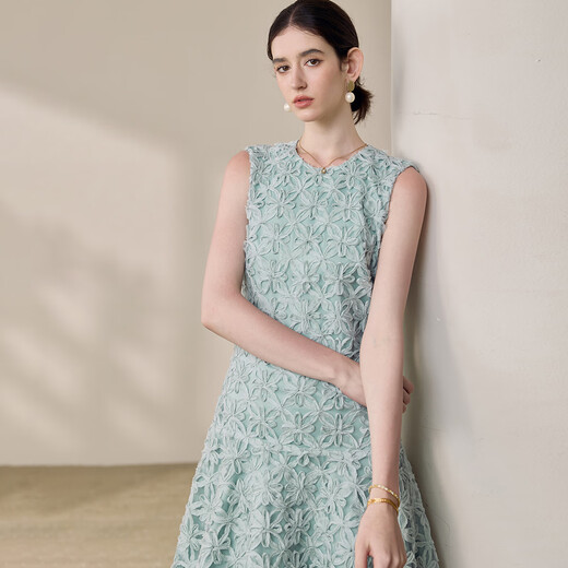 ROEYSHOUSE FRANCES DE LA INDUSTRIA PUNDA DE LA INDUSTRIA PESADA Vestido sin mangas 2025 Summer NUEVO estilo Falda de pez verde claro 12027 Verde claro S