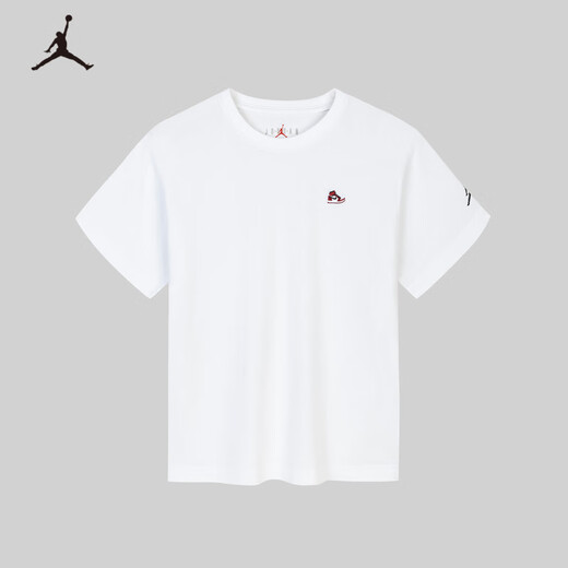 NIKE JORDAN Nike AJ children's summer T-shirt summer new moisture-absorbent and breathable children's short-sleeved pure white 150/72 recommended height 140-152cm