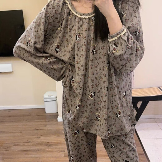 Pushui Fangfang Mickey Ice Silk Pajamas Women's Long Sleeve Sweet Home Clothing zd-728-101# Cartoon Mickey 180 XL