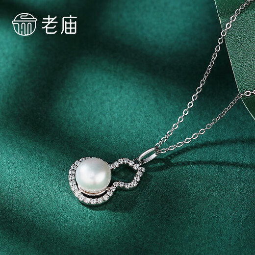 Laomiao Silver 925 Gourd Necklace for Women Freshwater Pearl Fire Color Gem White Fulu Clavicle Necklace Pearl Gourd Necklace