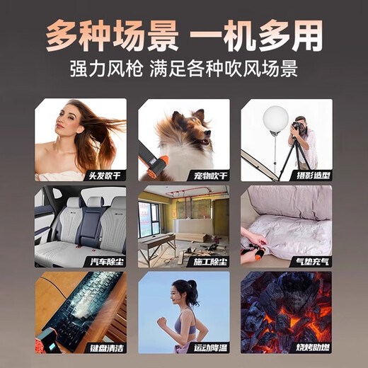 Syouran wireless rechargeable hair dryer dust violent fan turbocharged powerful dust collector handheld car hair dryer dust gun dust blower brushless mini violent small fan violent blower orange