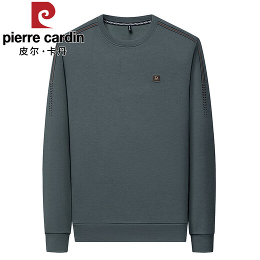 Pier Cardin high-end long-sleeved T-shirt men's spring and autumn pure cotton sweatshirt men's 2025 new round neck top T-shirt base shirt Trendy T 6625-green M 165 suggestion 120 Jin [Jin equals 0.5 kg]