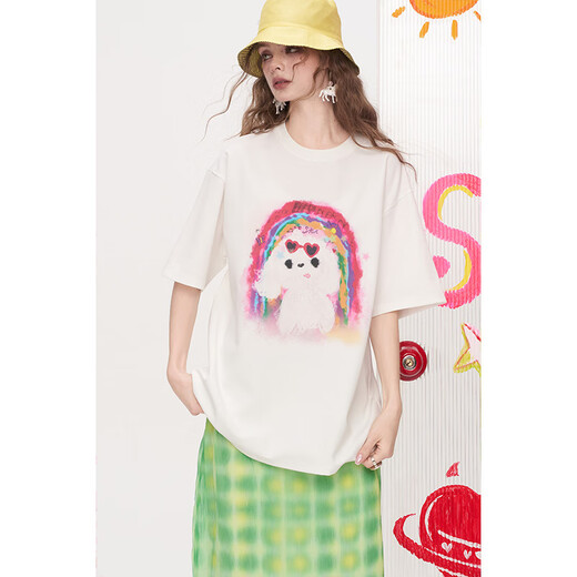 Fairy's Pocket Dopamine Chiffon Skirt Printed Short-Sleeved T-shirt Two-piece Suit Women's 2025 Summer New Letter Pink M