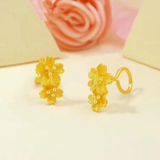 BZK pure gold 999 5G gold earrings for women auspicious flower earrings earrings temperament versatile gold-plated earrings 1.98g new Gesang flower ear hooks with certificate + gift box