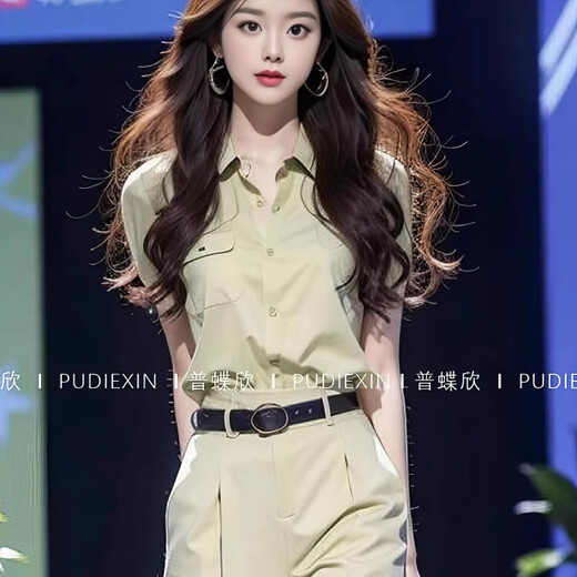
Oudihui's new casual pants women's summer summer match with a complete set of high-end and elegant small clothes set Two-piece suit M